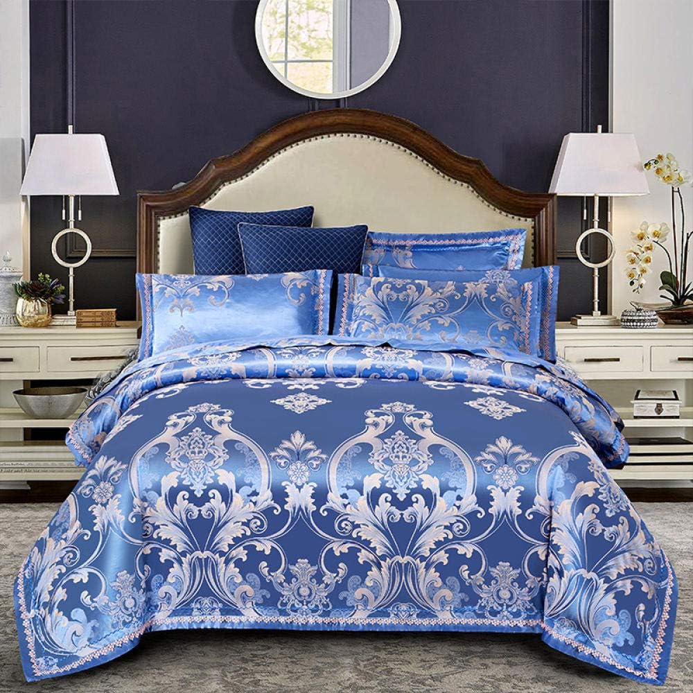🎀 Silk Cotton Blend 4-Piece Bedding Set | European Jacquard & Hollow Lace Design