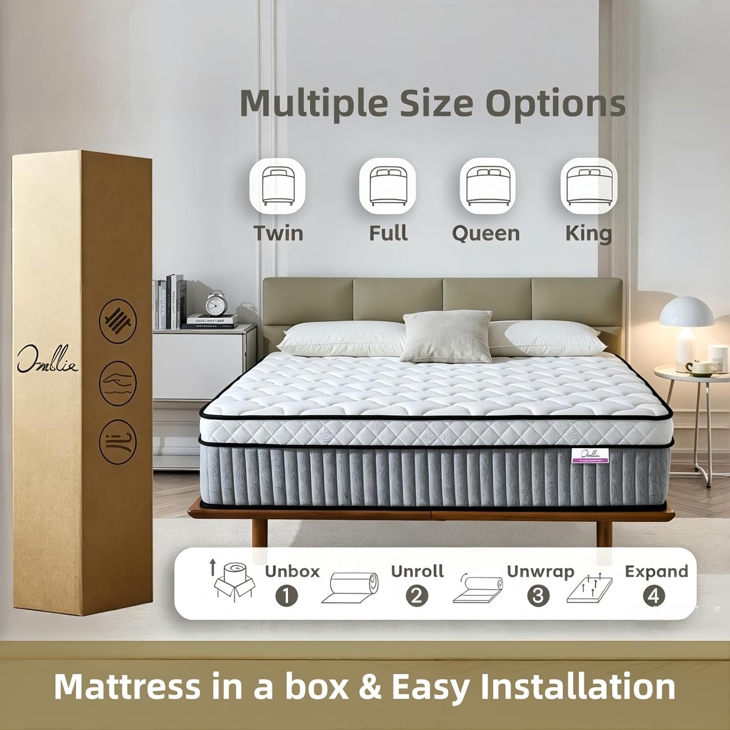 😴 12 Inch Hybrid Mattress | 6-Zone Support & Cool Sleep Design 🛏️