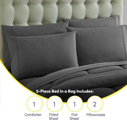 🛏️ All-Season 5-Piece Bedding Set | Ultra Soft Microfiber Comforter Set ✨