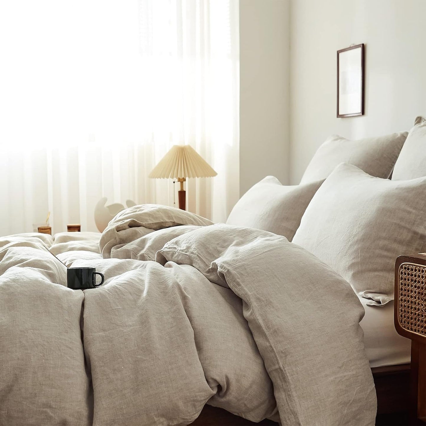 🌿  3-Piece Linen Duvet Cover Set | Natural Washed Flax Bedding 🛏️