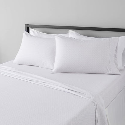🛏️ 4-Piece Crosshatch Microfiber Sheet Set | Wrinkle Resistant Bedding 🪶