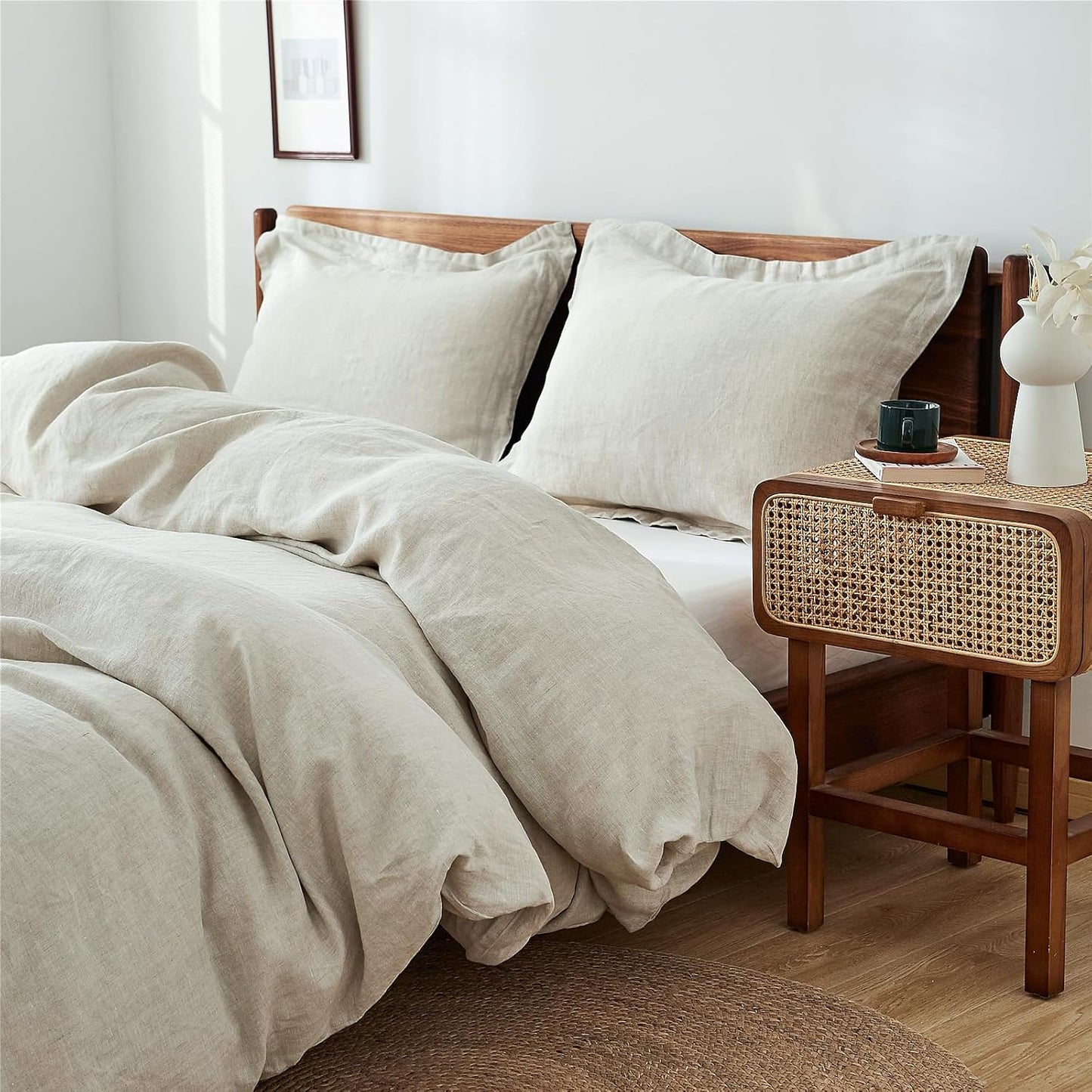 🌿  3-Piece Linen Duvet Cover Set | Natural Washed Flax Bedding 🛏️