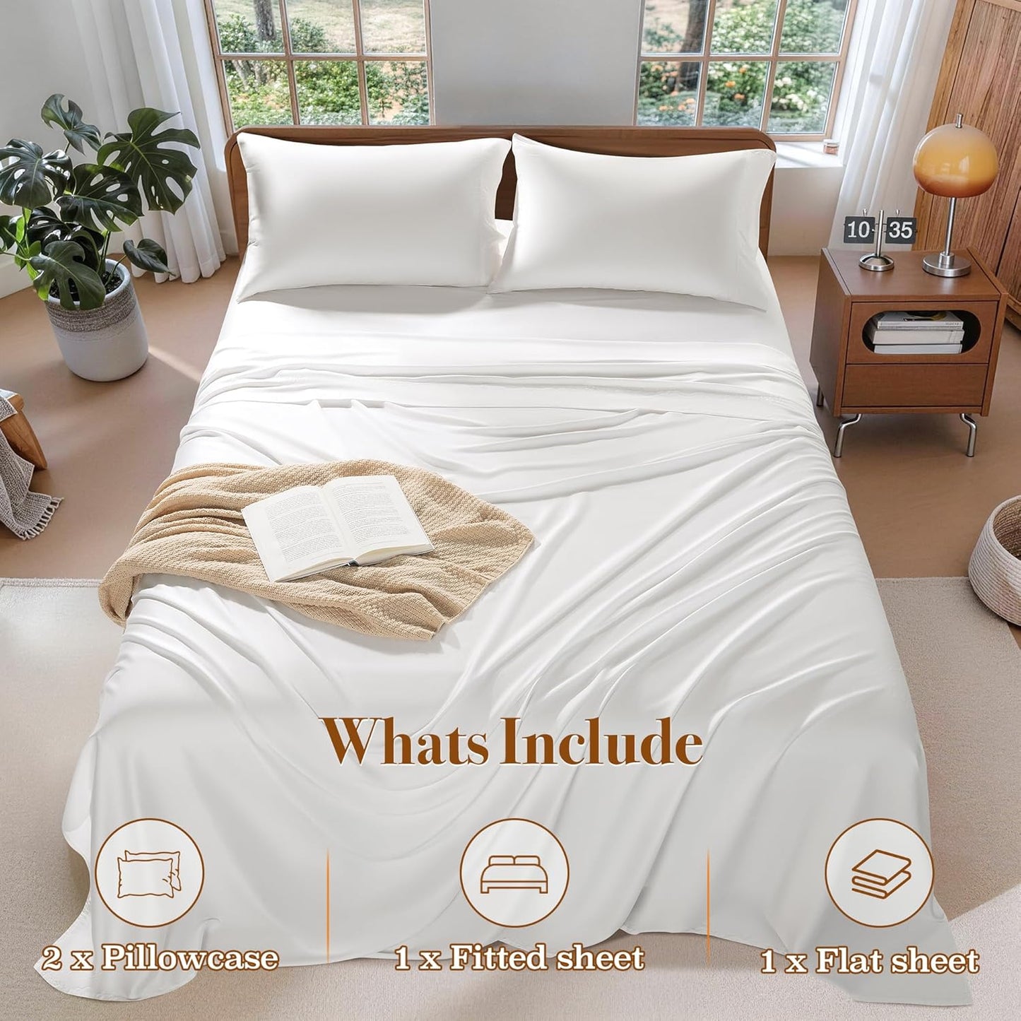 🌑 Charcoal Mulberry Silk Bedding Set | Wrinkle Resistant Luxury Bed Linens ✨