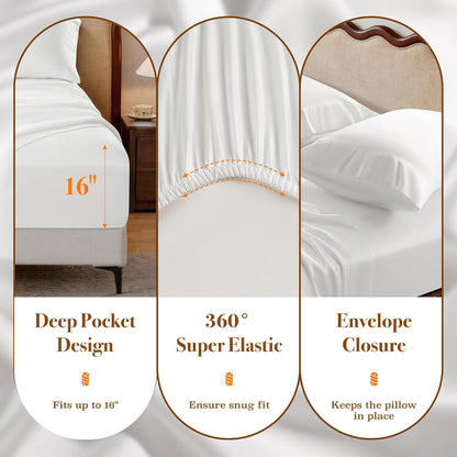 🌑 Charcoal Mulberry Silk Bedding Set | Wrinkle Resistant Luxury Bed Linens ✨